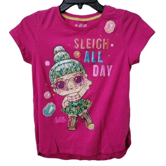 L.O.L.‎ Surprise! Girls "Sleigh All Day" Pink Graphic T-Shirt XL (14-16) - Picture 1 of 6
